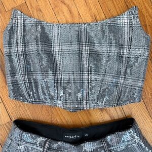 RETROFETE one of a kind sequin plaid bustier XS